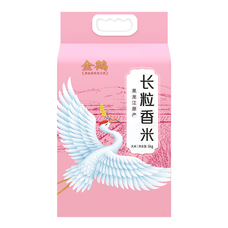金鹤 黑龙江原产长粒香米（六面真空）大米5kg 单位：袋 粉色