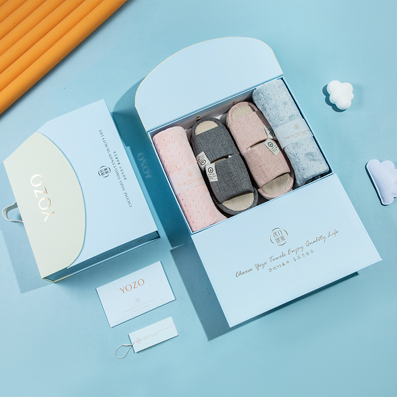 优竹世家  YOZO  初爱-14  5A抗菌微米纱A类2毛巾2拖鞋四件套礼盒装（单位：套） 混色随机