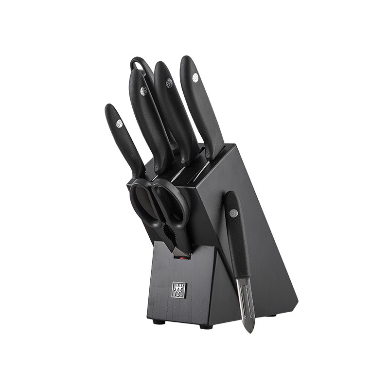 双立人（ZWILLING）Point S刀具套装厨房家用菜刀水果刀砍骨刀剪刀削皮刀厨具8件套 黑色