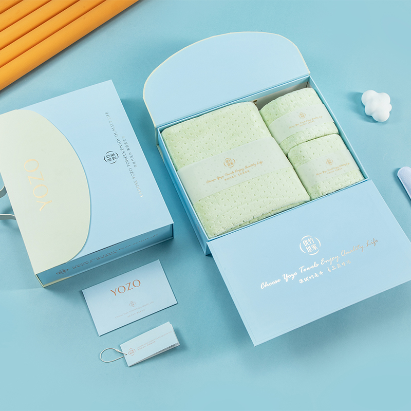 优竹世家 YOZO  初爱-9  5A抗菌微米纱A类1浴巾2毛巾三件套礼盒装 （单位：套） 混色随机