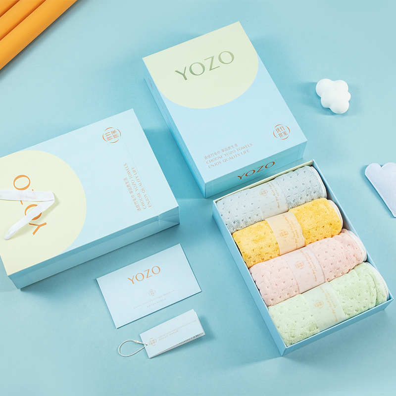 优竹世家YOZO初爱-4  5A抗菌微米纱A类4条毛巾（33*72cm 110g）装礼盒（单位：套） 混色随机