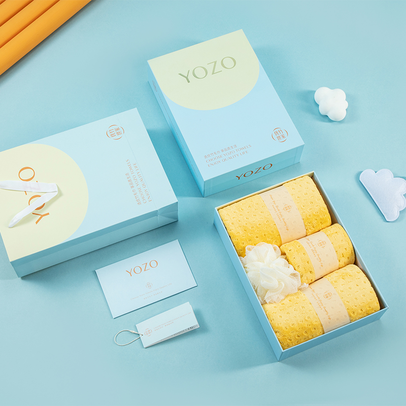 优竹世家 YOZO  初爱-5  5A抗菌微米纱A类2毛巾1方巾1浴球四件套礼盒（单位：套） 混色随机