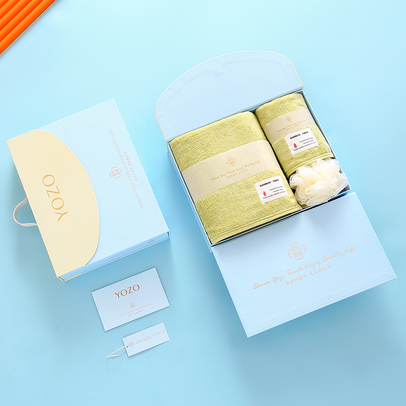 优竹世家 YOZO 竹轩-3  5A抗菌竹纤维浴巾、毛巾、浴球三件套礼盒（单位：套） 混色随机