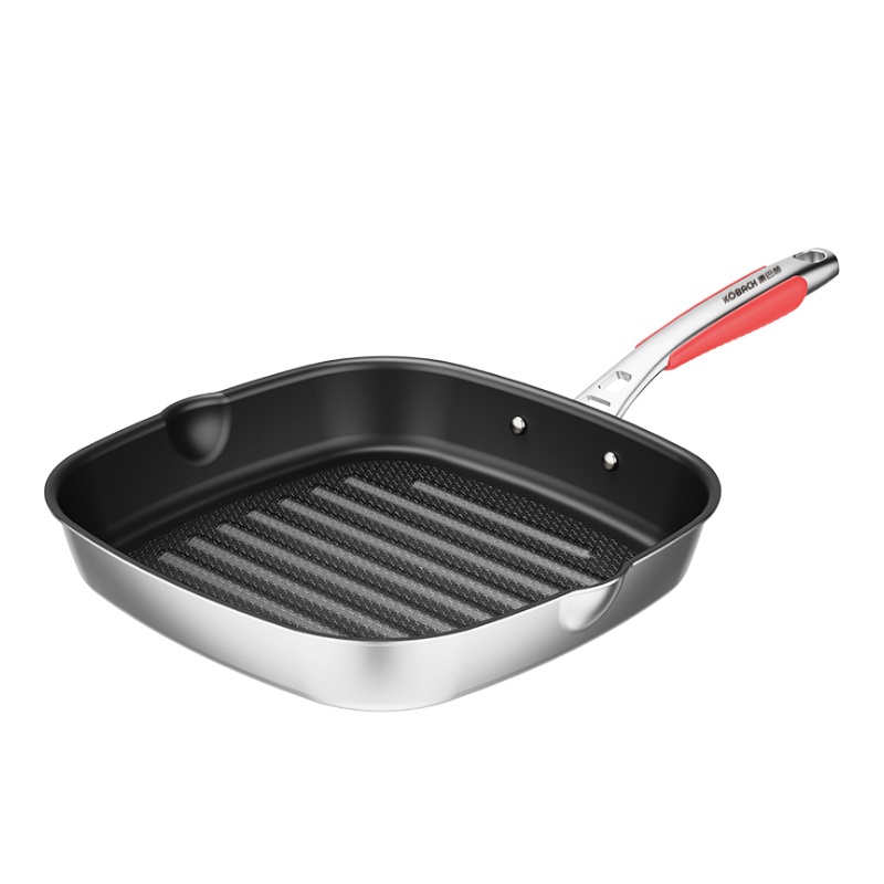 康巴赫 316L不锈钢蜂窝方形牛排煎锅 KGJ-F28W 28cm 不锈钢色（单位：个）