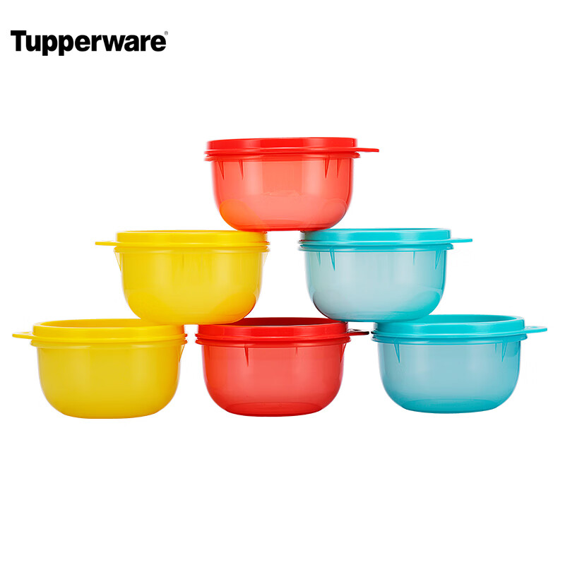 特百惠六小胖密封圆碗260ml*6（单位：套） 混色