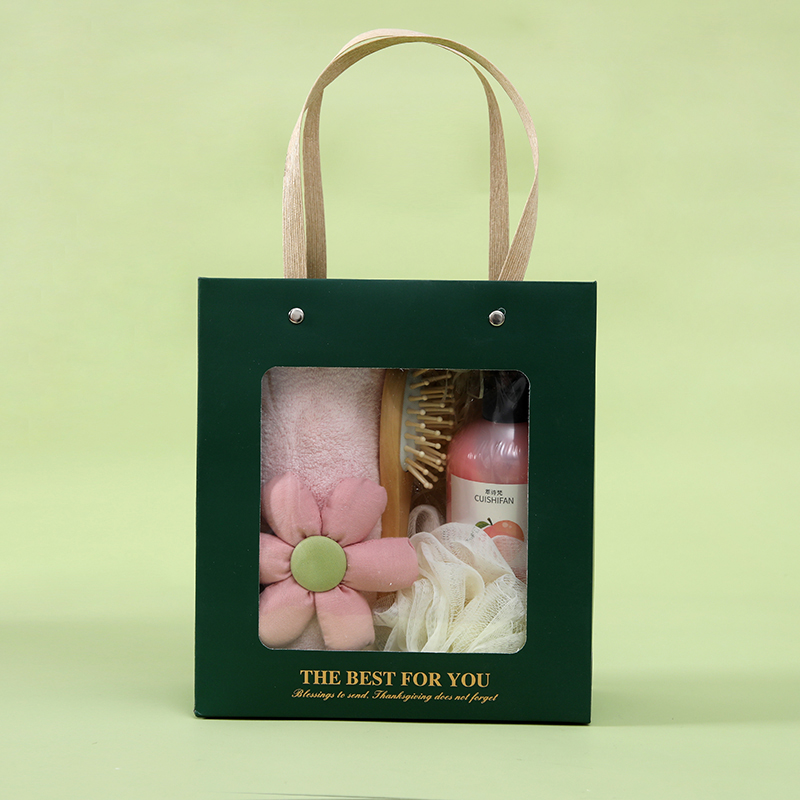 UOMI 优小花-A  微米纱毛巾 35*75cm 90g 木梳 护手霜 浴球四件套礼盒（单位：套） 混色随机