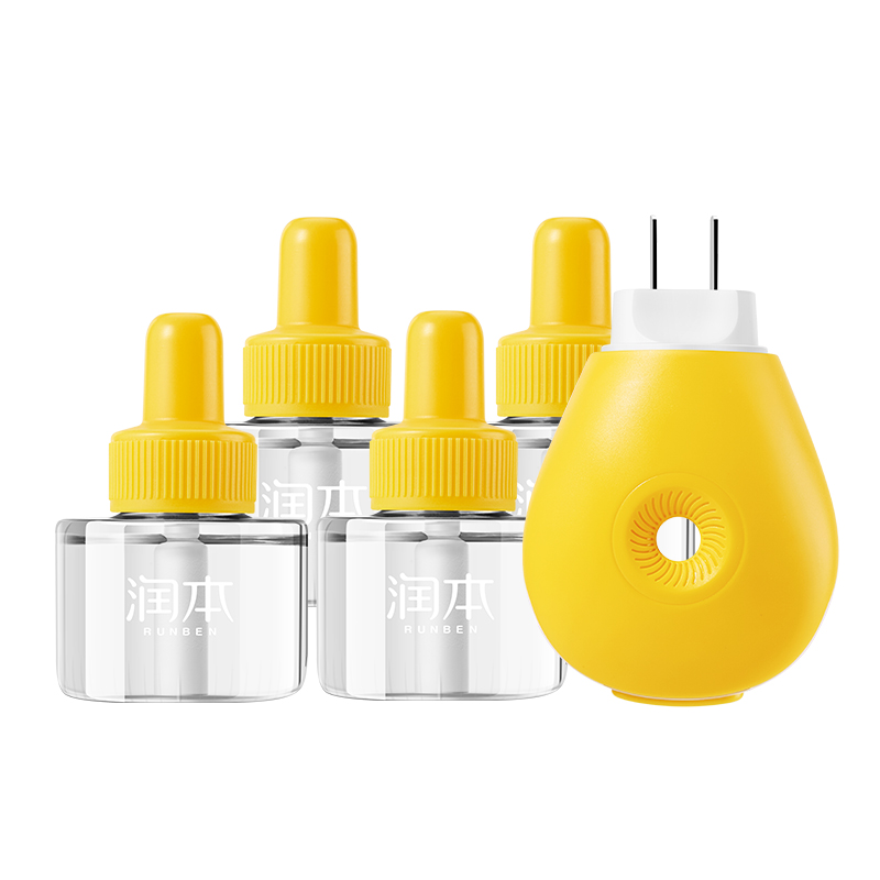 润本电热蚊香液（0.6%）45ml（小黄熊）4+1（礼盒装）（DWY125Q12-B/RUNBEN-2)盒 黄色