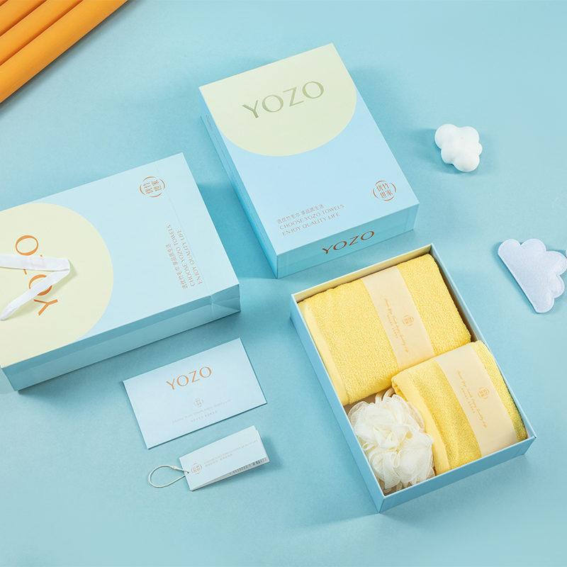 优竹世家 YOZO 艾米-3  5A抗菌长绒棉A类毛巾 方巾 浴球组合三件套礼盒装 （单位：套） 混色随机
