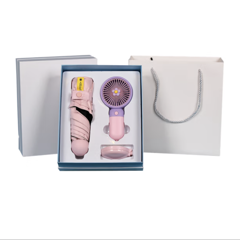 Senmoh 雨伞风扇镜子 夏季清凉三件套 3-70089礼盒+手提袋（单位：盒） 混色