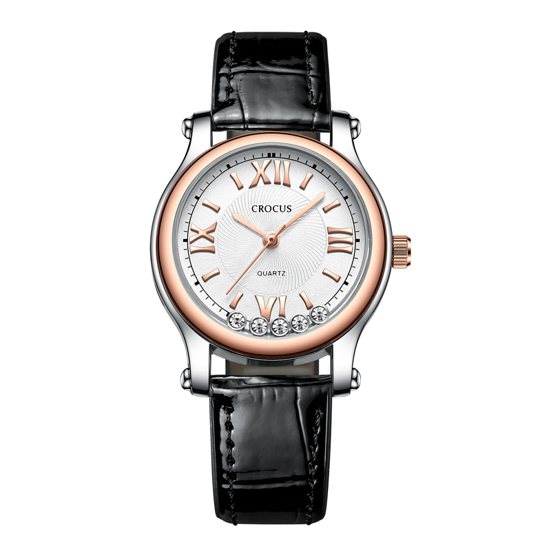 CROCUS&ldquo;随心转&rdquo;休闲女士手表 曜石黑