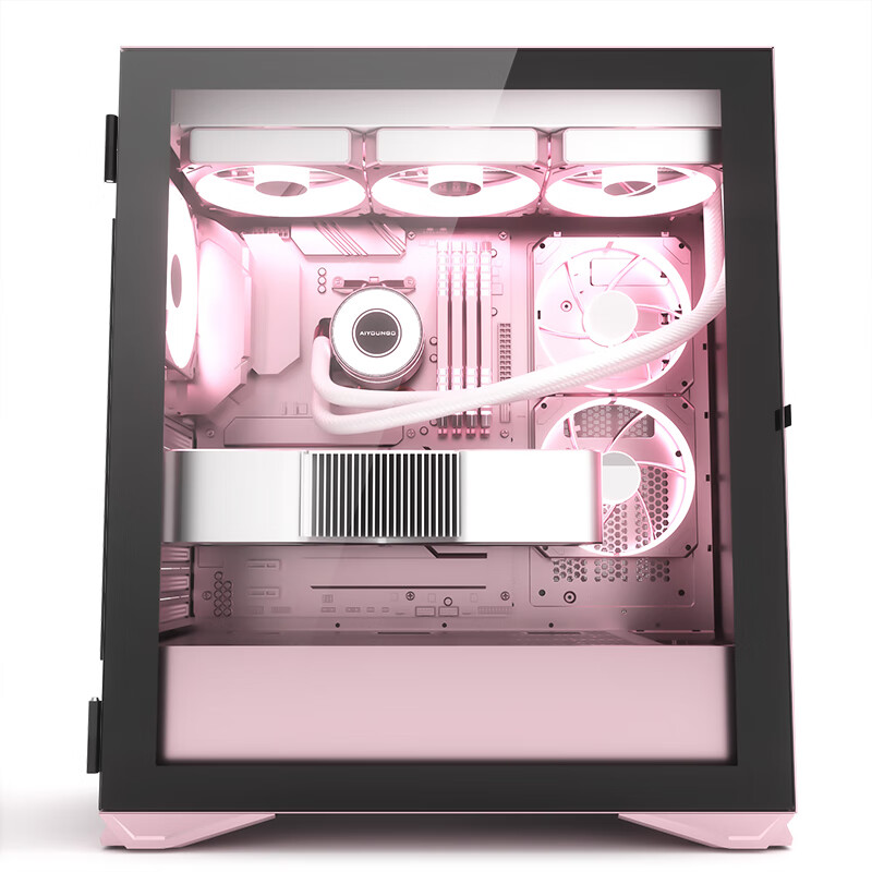 爱国者（aigo）YOGO M2 PRO 猫爪粉 游戏鞋盒电脑机箱 E-ATX/ATX主板 单位：个 粉色