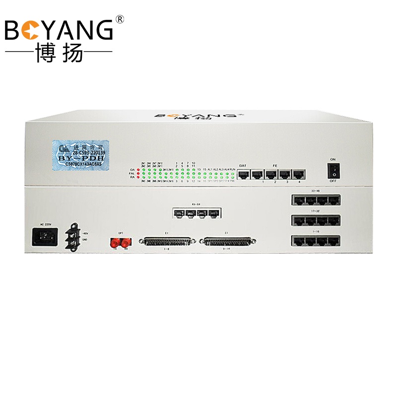 博扬 综合业务电话光端机 16E1+40电话+20路磁石+4路物理隔离网 单纤120公里 6U机架式 1对BY-16E1-40P20H4EV 白色