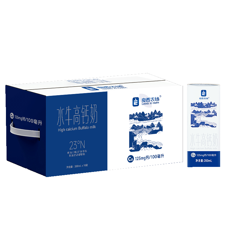 良西农场水牛高钙奶200ML*10盒 松石绿