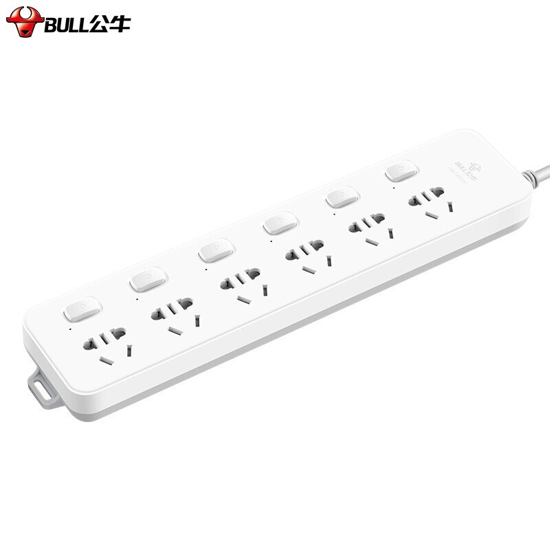 公牛（BULL）GN-313 插座/插线板/插排/排插/接线板/拖线板 6位分控全长3米 超功率保护插座 个 白色