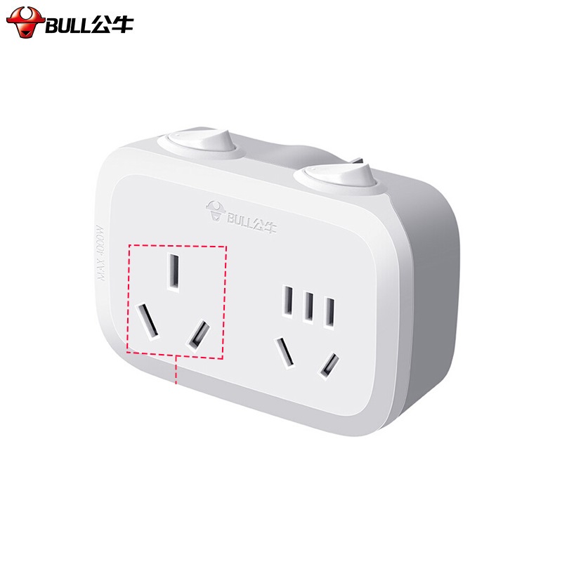 公牛（BULL）  GN-9323D 4000W 一转二插座 白色（单位：个）