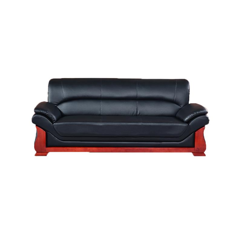 悦山 三人位皮质沙发商务办公沙发 2130*840*920mm*1张 黑色