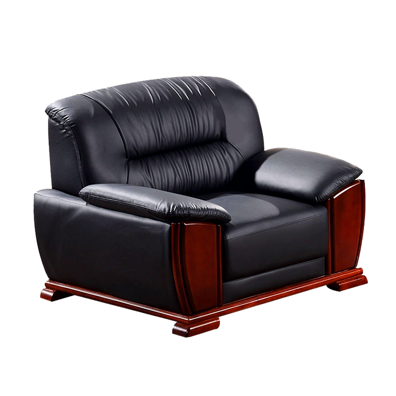 悦山 简约商务办公接待沙发 单人位 西皮材质 1100*850*900*1张 黑色