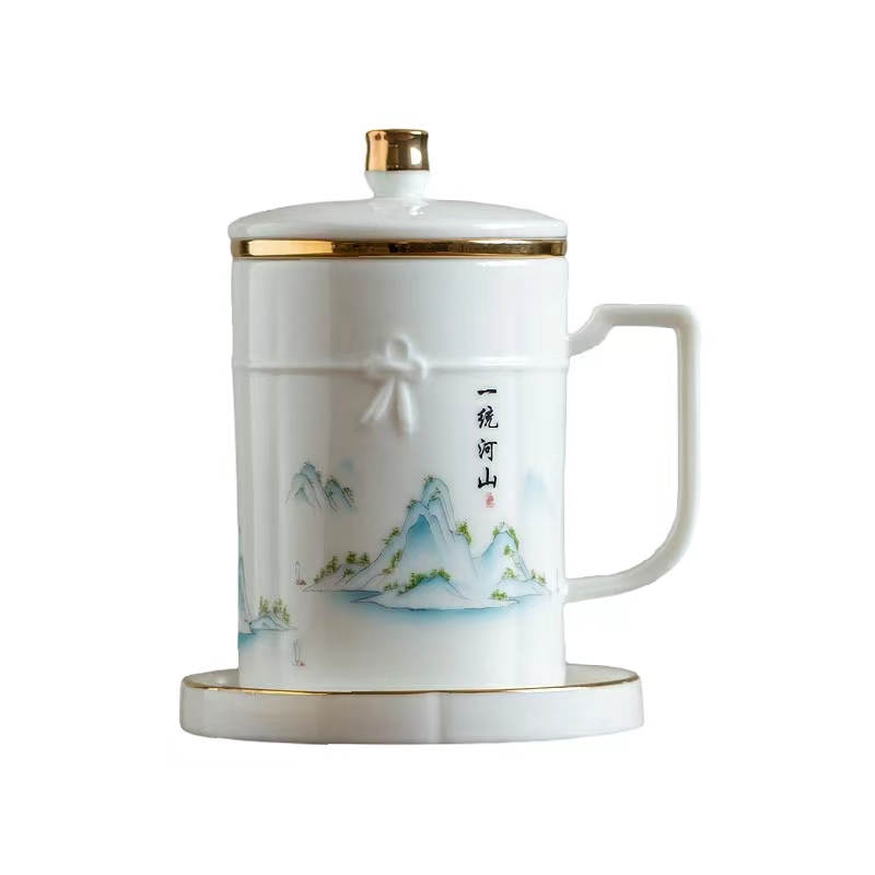 德诺爱利莱德  一统山河办公杯  泡茶杯   400ml   16套/箱 （单位：套) 白色