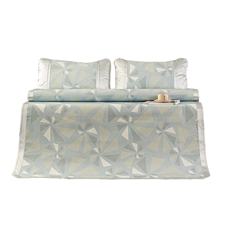 多喜爱-双色纬提花冰丝席-静听风声150*200cm（单位：套） 灰绿色 1.5米床