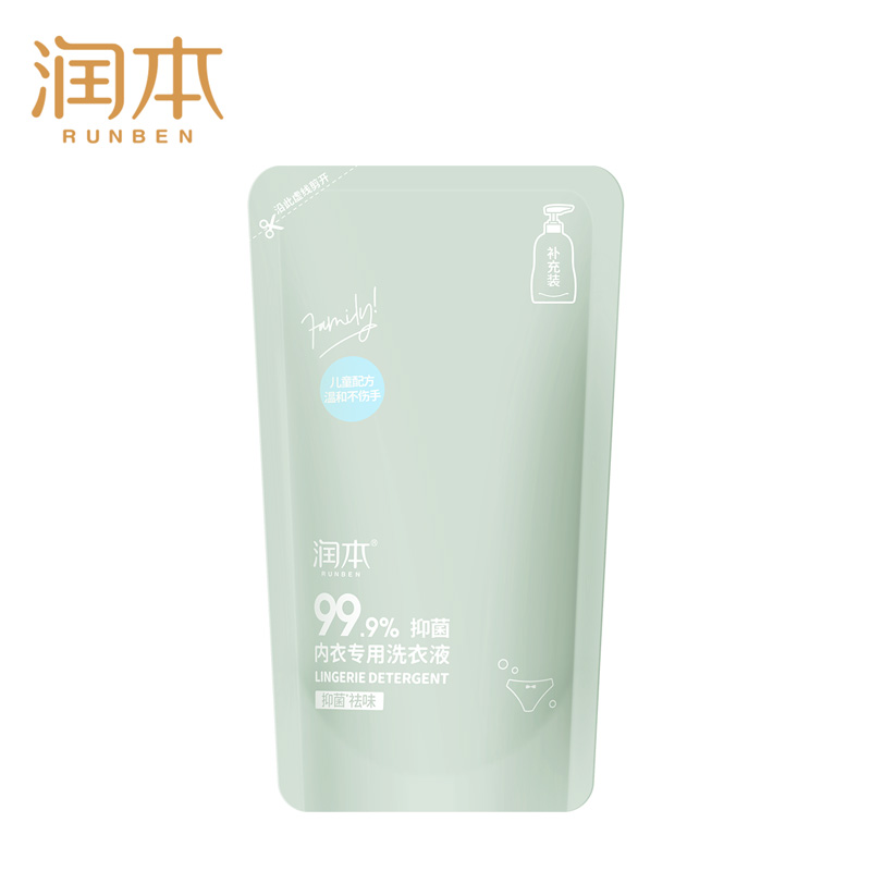 润本内衣专用洗衣液300ml(补充袋)盒 绿色