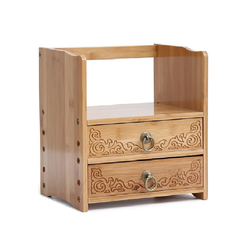 倍方 桌面收纳架 仿古云纹 实木竹制 多功能置物架 可搭配显示器增高架 办公桌面收纳架 （单位：个） 多功能置物架