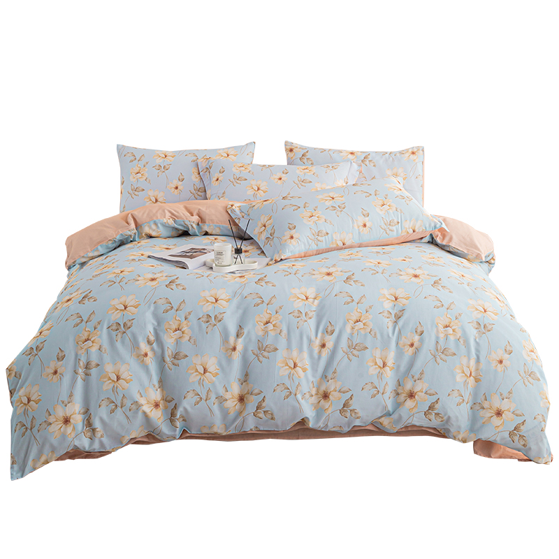 多喜爱-全棉简约四件套 香溢满庭（单位：套） 蓝橙色 203*229cm