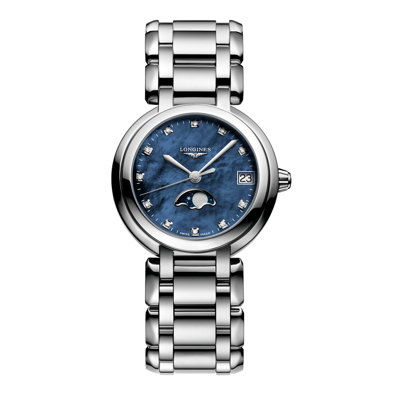 浪琴(Longines)瑞士手表 心月系列 月相石英钢带女表L8.115.4.98.6（单位：块） 蓝色