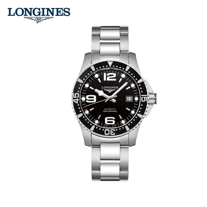 浪琴(Longines)瑞士手表康卡斯潜水系列 机械钢带男表41mm L3.742.4.56.6 黑色