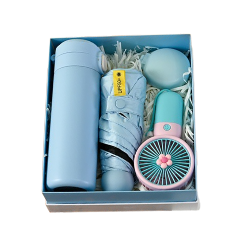 senmoh 弹跳杯雨伞风扇镜子生活四件套 70010+70089 礼盒+手提袋（单位：盒） 蓝色