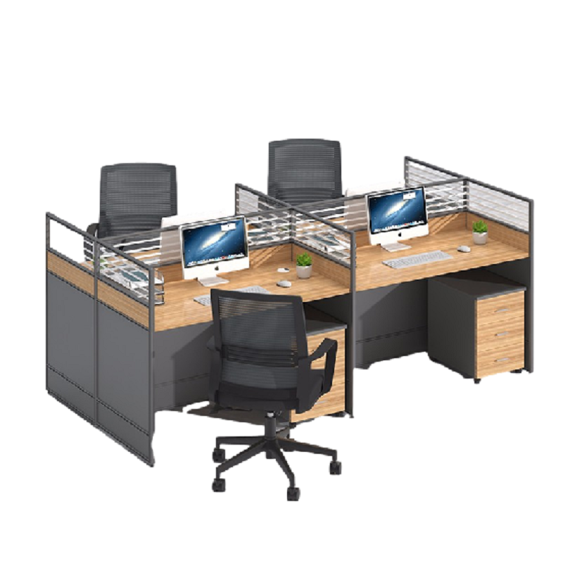 洛来宝办公桌椅组合职员工作位员工电脑桌屏风办公桌单人位（含柜椅）单位：张 胡桃色