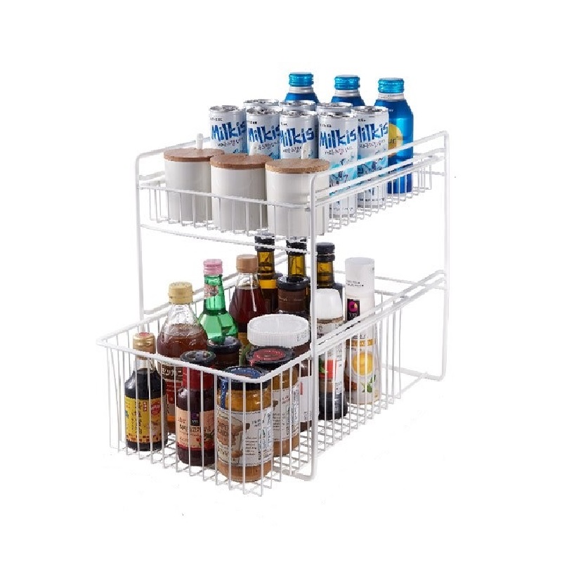 JEKO&JEKO 厨房收纳架置物架调料架洗手台浴室抽拉式架子（单位：组）（偏远地区不发货） 白色