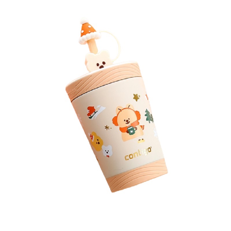 contigo 康迪克不锈钢冷萃吸管杯咖啡杯冬日袋鼠390ml含杯套HBC-JUI083 个 橘色