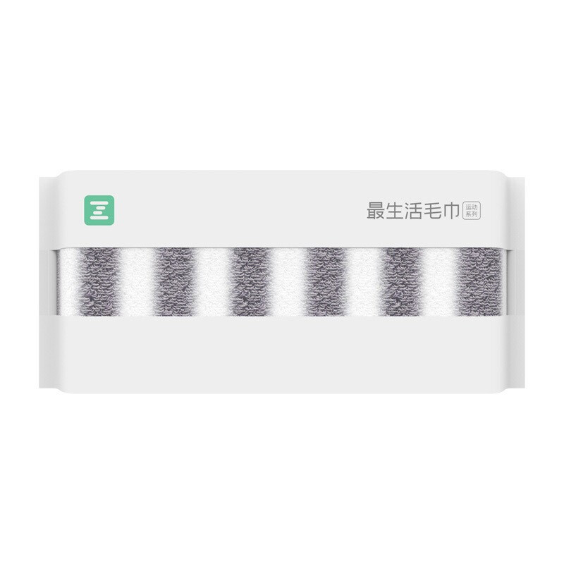 最生活新疆长绒棉加长加大加厚毛巾 运动毛巾.1条  柔软透气 蓝白条纹/黑白条纹   A-1174 灰白色