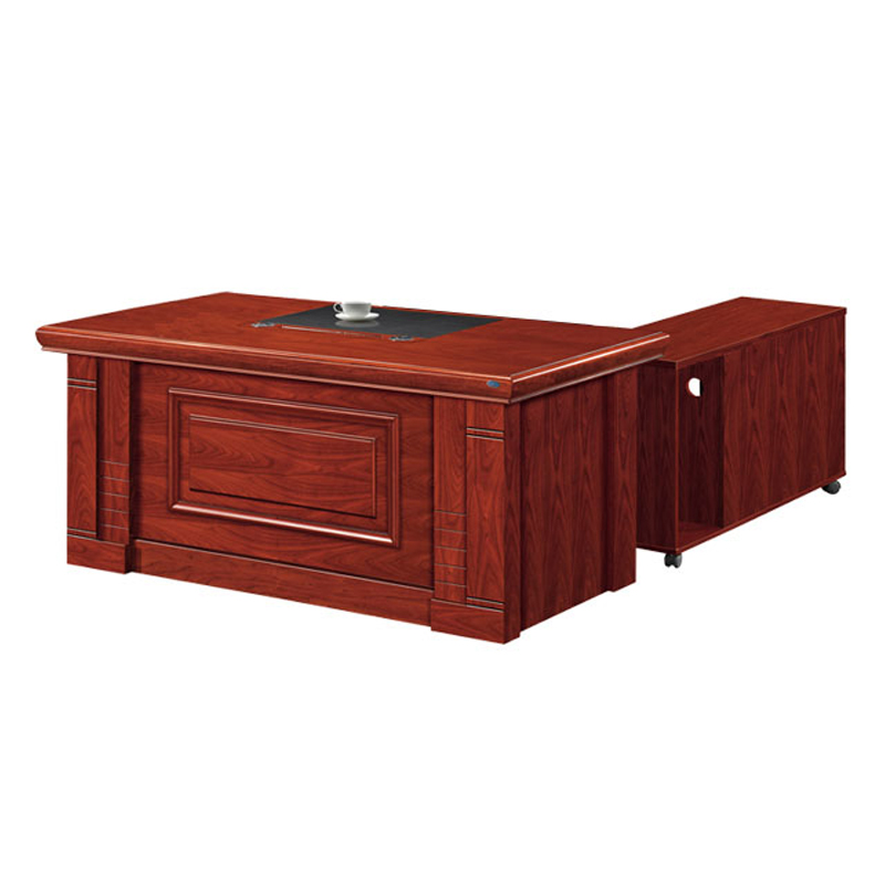 悦山 传统油漆班台办公桌含侧柜 1800*900*760*1张 胡桃木色