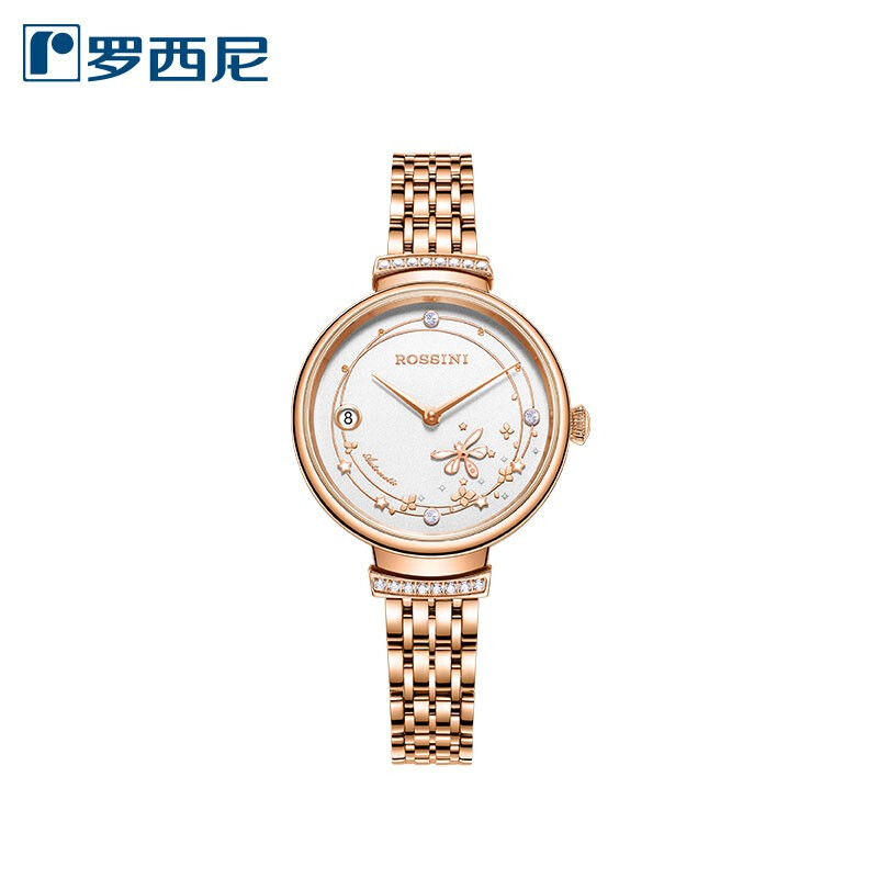 Rossini罗西尼 典美系列 机械手表皎月白玫金钢带女表50082G01B（单位：块） 白色