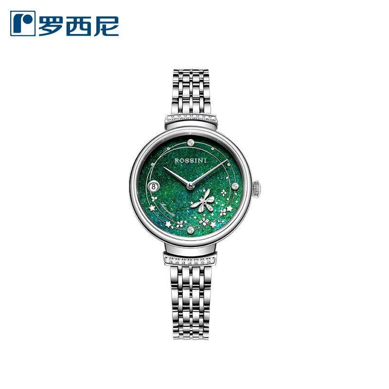Rossini罗西尼 典美系列 机械手表仙踪绿银色钢带女表50082W08A（单位：块） 绿色