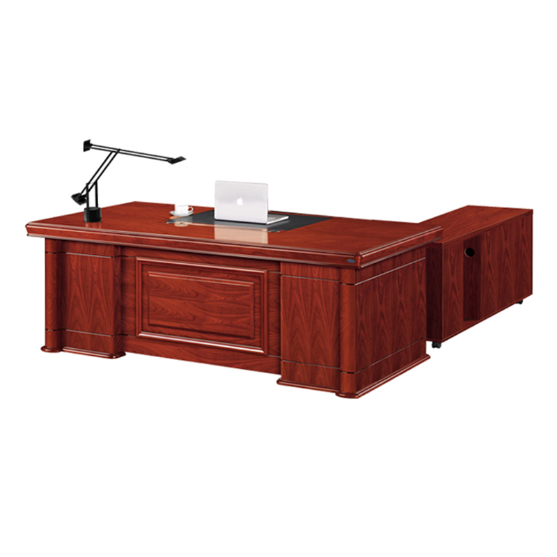 悦山 传统油漆班台主管桌办公桌含侧柜 2200*1050*760*1张 胡桃木色