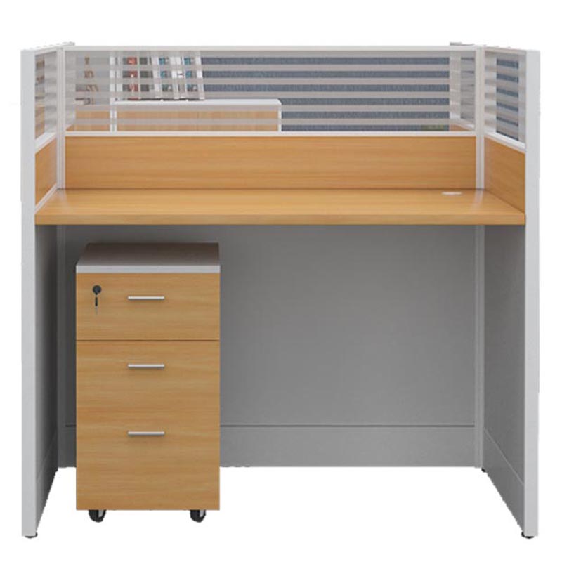悦山 办公桌员工电脑桌屏风工位含柜黄橡木色+白色 2人位1200*1200*1100*1组
