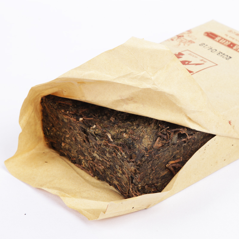 茗山生态茶 安化黑茶 湖南金花茯砖茶叶 400g礼盒装 曜石黑