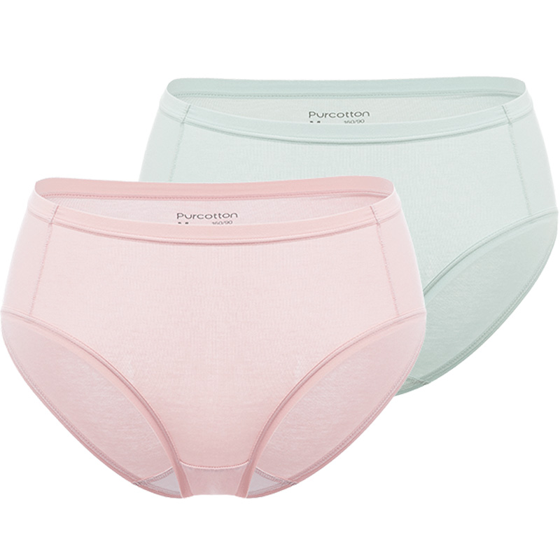 全棉时代女士内裤中腰三角 L码（165）  2条装 薄荷绿+烟粉色