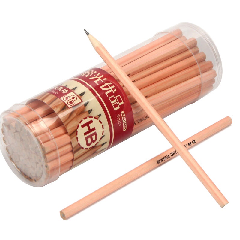 晨光（M&G）文具中小学生木头铅笔优品六角HB铅笔写字画画素描美术 50支筒装AWP30401 原木色