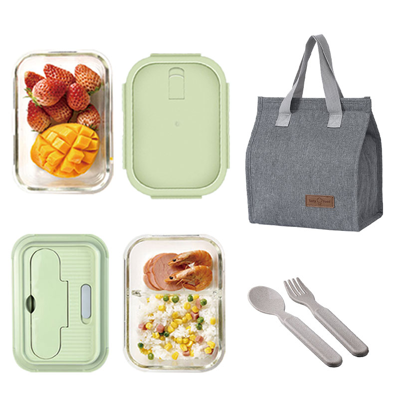 艾逸瑶选 CJ-21122 晶萃高硼硅玻璃饭盒3件套（单位：套） 绿色