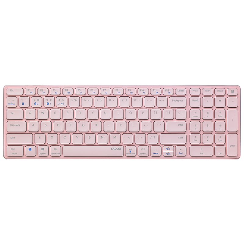 雷柏E9350G刀锋系列超薄无线蓝牙多模键盘 粉色