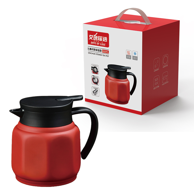 艾逸瑶选 沁春闷茶保温壶 CJ-21062 800ml 红色（单位：个）