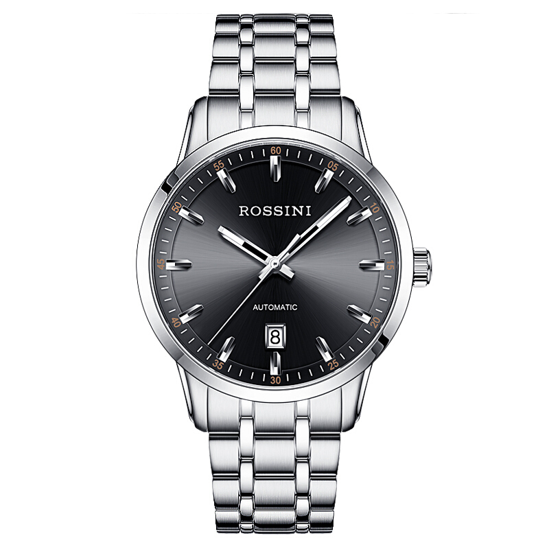 Rossini罗西尼 启迪系列 机械手表商务休闲时尚情侣款 黑盘男表50019W03A（单位：块） 黑色