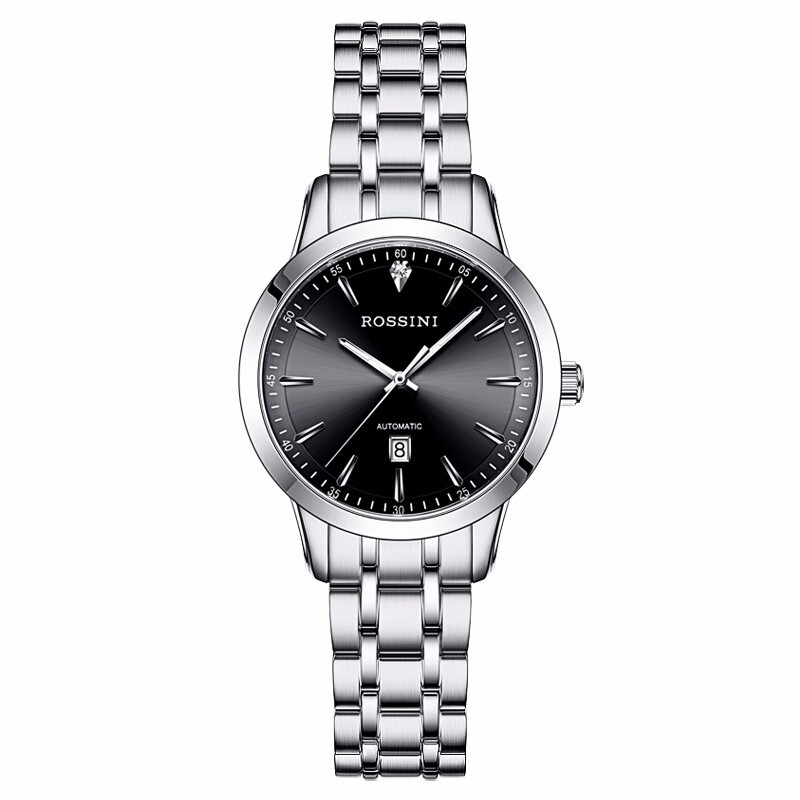 Rossini罗西尼 启迪系列 机械手表商务休闲时尚夜光日历情侣款 黑盘女表50020W03A（块） 黑色