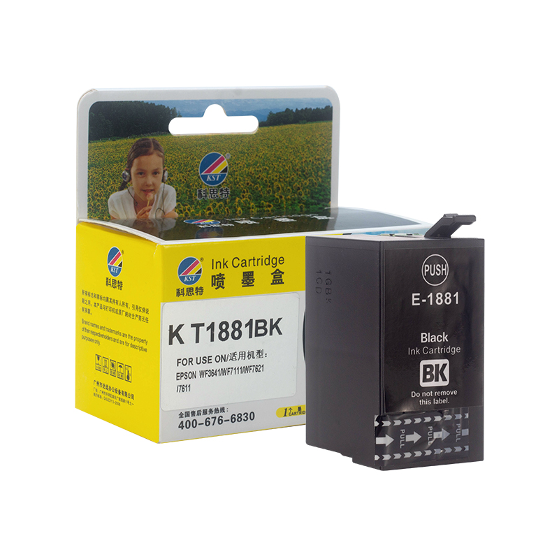 科思特 兼容K T1881 BK(适用EPSON WF7621/WF7111/WF3641)2200页 专业版 墨盒 1.00 盒/支 (计价单位：支) 黑色