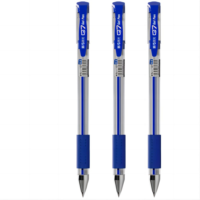 晨光(M&G)文具经典风速Q7/0.5mm蓝色中性笔 子弹头签字笔 拔盖水笔12支/盒2盒起订 蓝色