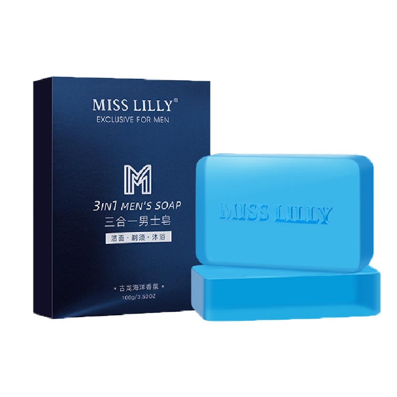 蜜斯莉 MISS LILLY 古龙香氛三合一男士皂 100g 除螨洗脸控油 蓝色（单位：块）