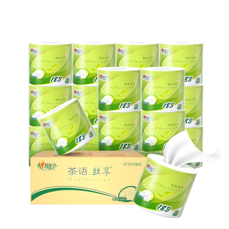 心相印茶语丝享四层茶叶压花卷筒卫生纸183克10卷*6提BT2010（单位：提） 白色